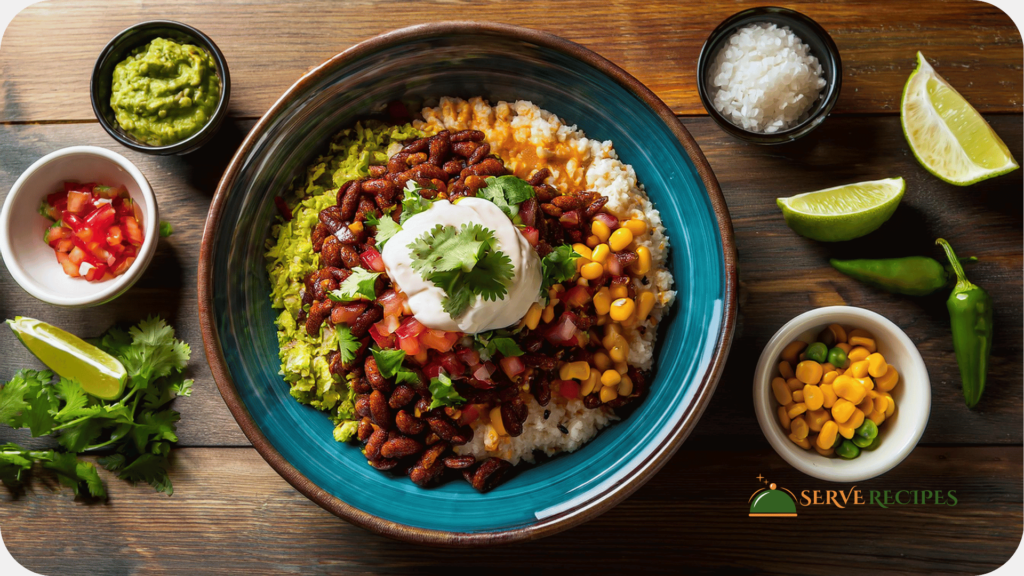 Chipotle Barbacoa bowl with rice, beans, guacamole, and fresh toppings